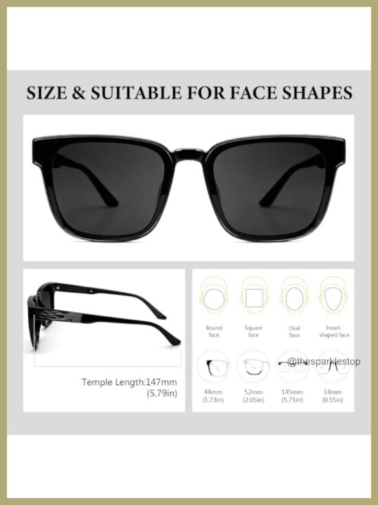 Square Polarized Sunglasses UV400 TR90 Nylon Lens Flame Detail